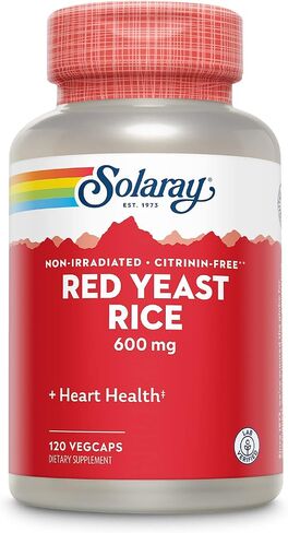 SOLARAY Red Yeast Rice 600mg Healthy Heart & Cardiovascular System Support, Non-Irradiated & No Citrinin, Lab Verified, 120 VegCaps in Kuwait