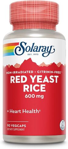 SOLARAY Red Yeast Rice 600mg Healthy Heart & Cardiovascular System Support, Non-Irradiated & No Citrinin, Lab Verified, 120 VegCaps in Kuwait