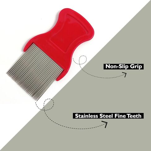 1 Piece Red Hair Nit Comb Stainless Steel Teeth Remove Head Nits Fine Bristles Head Nit Combs For Pets Kids And Adults in Kuwait