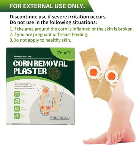 مزيلات الذرة لأصابع القدم من تيباس، 10 عبوات من رقع إزالة الذرة، وسائد مزيلة للذرة والكالس مع حمض الساليسيليك، وجص لإزالة الذرة لأصابع القدم والقدمين in Kuwait
