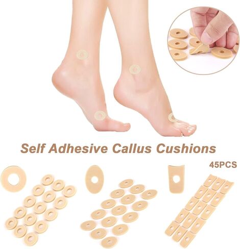 وسائد مسامير القدم من الإسفنج الناعم، وسادات مسامير القدم من اللباد على شكل حرف U، واقيات ذاتية اللصق للعناية بالقدم والقدم - 45 قطعة... in Kuwait