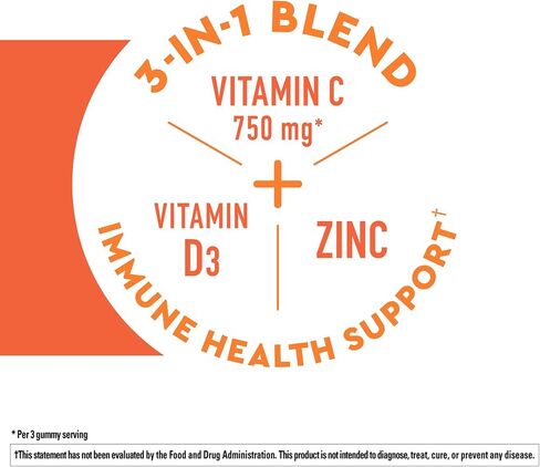 Nature Made Wellblends ImmunMAX Gummies، فيتامين C 750 مجم، زنك، وفيتامين D3 5000 وحدة دولية، مكمل دعم المناعة، 42 علكة بنكهة اليوسفي in Kuwait