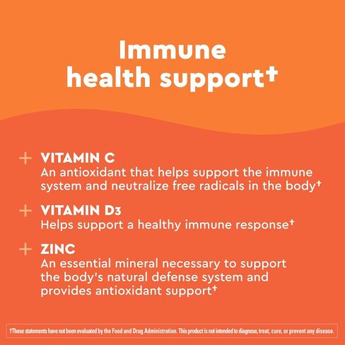 Nature Made Wellblends ImmunMAX Gummies، فيتامين C 750 مجم، زنك، وفيتامين D3 5000 وحدة دولية، مكمل دعم المناعة، 42 علكة بنكهة اليوسفي in Kuwait