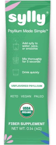 مكمل غذائي من سيلي فايبر بقشر السيلليوم العضوي القابل للذوبان وغير معدل وراثيًا وخالي من الجلوتين والسكر، بريبيوتيك فعال، عبوة من 14 قطعة in Kuwait