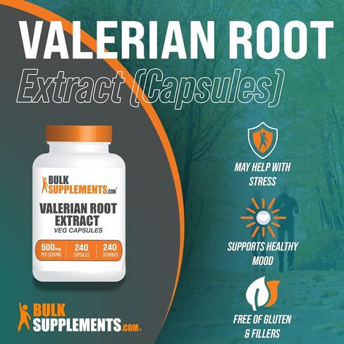 BULKSUPPLEMENTS.COM Valerian Root Capsules - Valerian Root Extract - Valerian Root 500mg - Valerian Root Herb - Herbal Supplements - 1 Capsule per Serving - 240-Day Supply (240 Veg Capsules) in Saudi Arabia