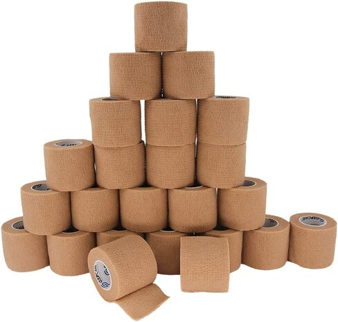 Self Adherent Cohesive Bandages Wrap 6 Count 2" x 5 Yards, Medical Tape, Adhesive Flexible Breathable First Aid Non Woven Rolls, Stretch Athletic, Ankle Sprains & Swelling, Sports in Kuwait