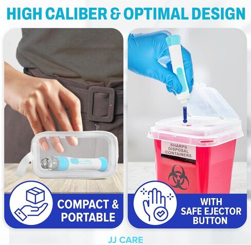 JJ CARE Lancing Device, Lancet Pen with 10 Adjustable Depth Settings, Lancing Device for Diabetes Testing with Push Button Ejector, Diabetic Lancet Device Reduce Pain for Blood Glucose Testing in Saudi Arabia