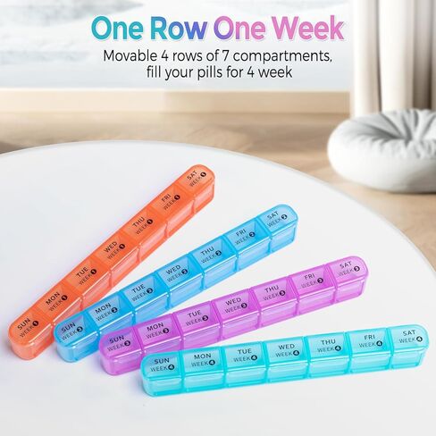 Zoksi Monthly Pill Organizer 28 Day 1 Time a Day, Large 4 Weeks Pill Box Organizer, Dust-Proof One Month Pill Case, Travel Medicine Organizer Monthly, Portable Pill Container for Vitamins and Meds in Kuwait