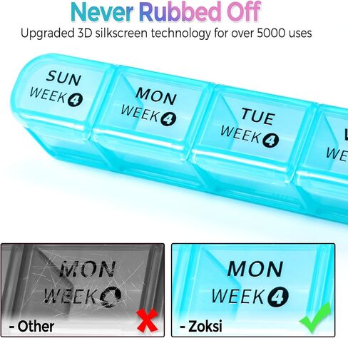 Zoksi Monthly Pill Organizer 28 Day 1 Time a Day, Large 4 Weeks Pill Box Organizer, Dust-Proof One Month Pill Case, Travel Medicine Organizer Monthly, Portable Pill Container for Vitamins and Meds in Kuwait