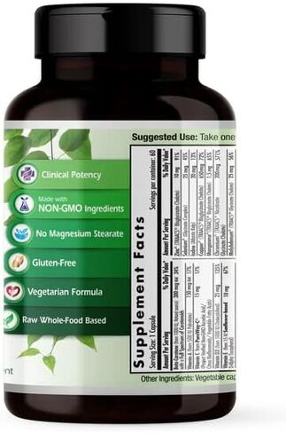 Emerald Labs 1-يومي متعدد الفيتامينات للنساء الحوامل مع أنزيم حمض الفوليك والحديد اللطيف للمساعدة في دعم نمو الدماغ والهيكل العظمي - 30 كبسولة نباتية in Kuwait