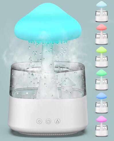 Rain Cloud Humidifier Water Drip, Mushroom Diffuser, Cloud Humidifier Rain Drop, Rain Sounds for Sleeping, Rain Cloud Diffuser in Saudi Arabia