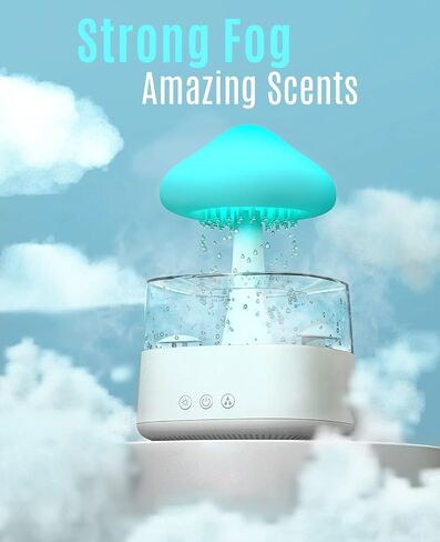 Rain Cloud Humidifier Water Drip, Mushroom Diffuser, Cloud Humidifier Rain Drop, Rain Sounds for Sleeping, Rain Cloud Diffuser in Saudi Arabia