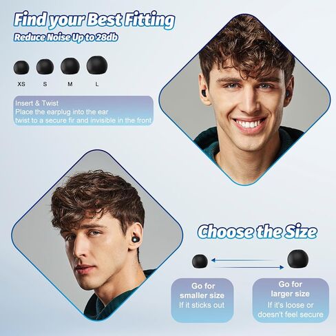 سدادات أذن مومبا للنوم وإلغاء الضوضاء من السيليكون، سدادات أذن قابلة لإعادة الاستخدام للنوم والشخير والحفلات الموسيقية والرحلات الجوية، سدادات أذن لحماية السمع مع 8 أطراف أذن إضافية بمقاس XS/S/M/L، أسود in Kuwait