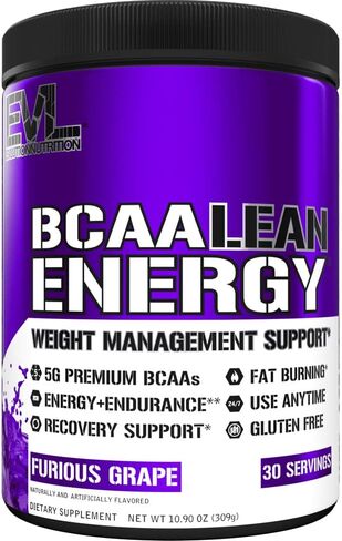 EVL BCAA Lean Energy Powder - Pre Workout Green Tea Fat Burner Support with BCAAs Amino Acids and Clean Energizers - BCAA Powder Post Workout Recovery Drink for Lean Muscle Recovery - Cherry Limeade in Kuwait