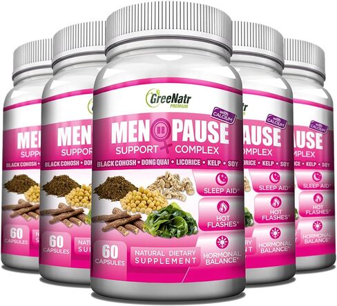 Herbal Menopause Support Complex for Hot Flashes, Night Sweats & Mood Swings Relief. Promotes Balanced Hormone Levels - Black Cohosh, Dong Quai, Licorice Root & Kelp Leaves (1 Bottle) in Saudi Arabia