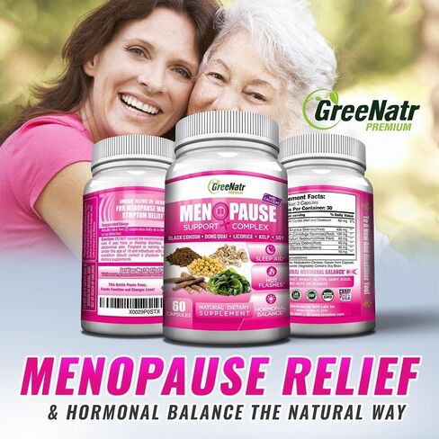 Herbal Menopause Support Complex for Hot Flashes, Night Sweats & Mood Swings Relief. Promotes Balanced Hormone Levels - Black Cohosh, Dong Quai, Licorice Root & Kelp Leaves (1 Bottle) in Saudi Arabia