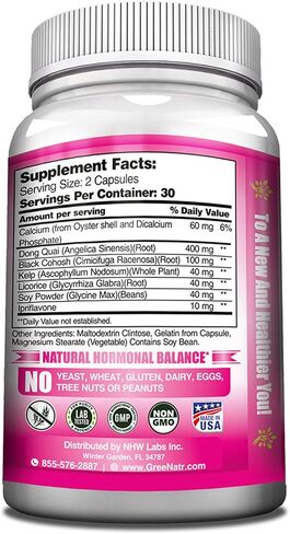 Herbal Menopause Support Complex for Hot Flashes, Night Sweats & Mood Swings Relief. Promotes Balanced Hormone Levels - Black Cohosh, Dong Quai, Licorice Root & Kelp Leaves (1 Bottle) in Saudi Arabia