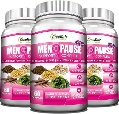 Herbal Menopause Support Complex for Hot Flashes, Night Sweats & Mood Swings Relief. Promotes Balanced Hormone Levels - Black Cohosh, Dong Quai, Licorice Root & Kelp Leaves (1 Bottle) in Saudi Arabia