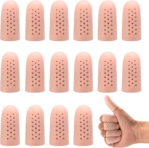 16 Pcs Gel Finger Cots with Air Holes, Silicone Finger Sleeves Cover Protection for Finger Tips, Breathable Finger Caps Gloves Finger Protectors for Eczema Wounds Cracking Blisters Broken Arthritis in Kuwait