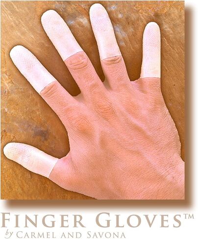 Finger Gloves (tm) by Carmel and Savona = Reusable Natural Rubber that fits like a Durable Second Skin ~ May be trimmed to any preferred length while still remaining Reusable + Touch Screen Compatible in Saudi Arabia