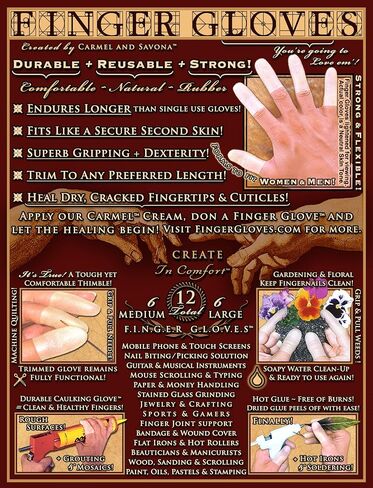 Finger Gloves (tm) by Carmel and Savona = Reusable Natural Rubber that fits like a Durable Second Skin ~ May be trimmed to any preferred length while still remaining Reusable + Touch Screen Compatible in Saudi Arabia