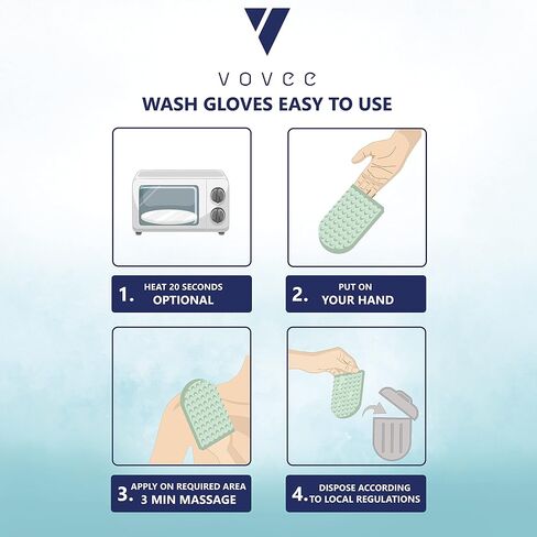 VOVEE Adult Wash Gloves for Incontinence | Disposable Body Cleansing Gloves | Unscented, Pre-moistened Wet Wipes with Barrier Cream & Dimethicone - 10 Gloves in Saudi Arabia