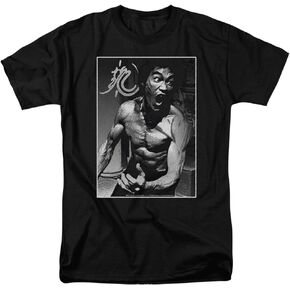 Bruce Lee Martial Arts Karate Kung-Fu Icon Focused Rage Adult T-Shirt Black in Kuwait