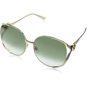 Gucci GG0225S 003 Gold/Green GG0225S Round Sunglasses Lens Category 2 Size 63 in Saudi Arabia