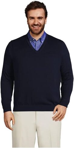 Lands' End Men's Classic Fit Fine Gauge Supima Cotton V-Neck Sweater in Saudi Arabia