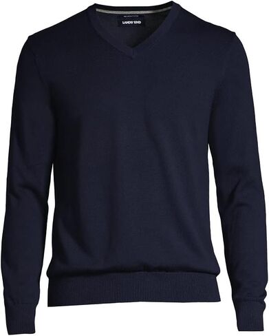 Lands' End Men's Classic Fit Fine Gauge Supima Cotton V-Neck Sweater in Saudi Arabia