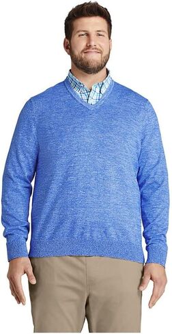 Lands' End Men's Classic Fit Fine Gauge Supima Cotton V-Neck Sweater in Saudi Arabia