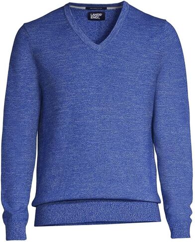 Lands' End Men's Classic Fit Fine Gauge Supima Cotton V-Neck Sweater in Saudi Arabia