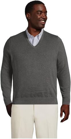Lands' End Men's Classic Fit Fine Gauge Supima Cotton V-Neck Sweater in Saudi Arabia