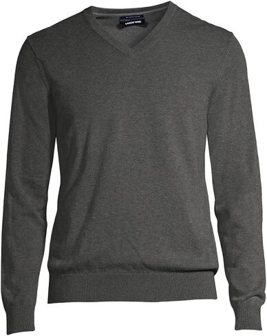 Lands' End Men's Classic Fit Fine Gauge Supima Cotton V-Neck Sweater in Saudi Arabia