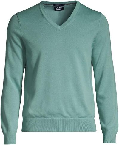 Lands' End Men's Classic Fit Fine Gauge Supima Cotton V-Neck Sweater in Saudi Arabia