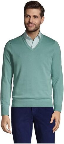 Lands' End Men's Classic Fit Fine Gauge Supima Cotton V-Neck Sweater in Saudi Arabia
