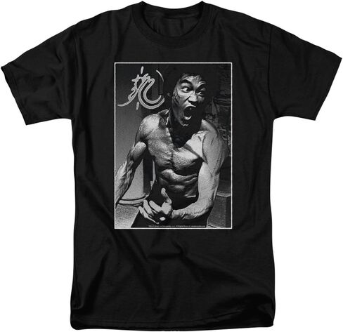 Bruce Lee Martial Arts Karate Kung-Fu Icon Focused Rage Adult T-Shirt Black in Kuwait