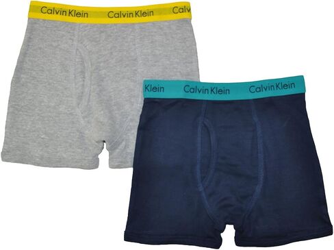 Calvin Klein Little/Big Boys' Assorted Boxer Briefs (Pack of 2) (Navy/Teal/Gray/Yellow) in Saudi Arabia
