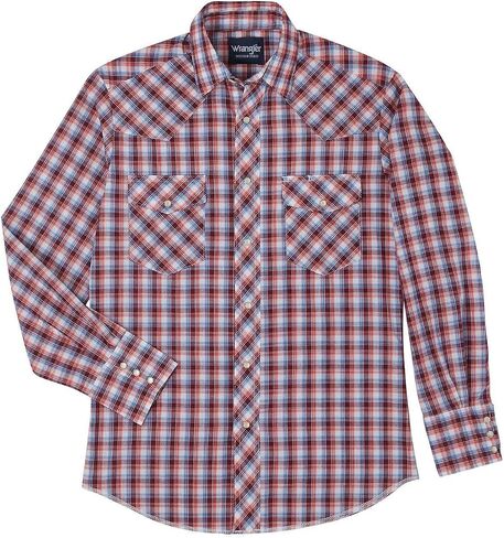 Wrangler Men's Assorted Striped Or Plaid Long Sleeve Classic Western Shirt Big in Saudi Arabia