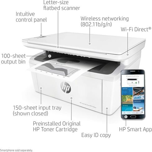 طابعة ليزر HP Laserjet Pro M29w الكل في واحد لاسلكية أحادي اللون مع طباعة للهاتف المحمول (Y5S53A) (تجديد) in Kuwait