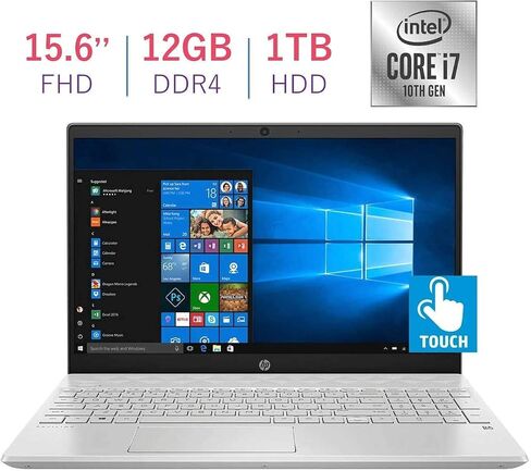 HP Pavilion 15.6-inch Touchscreen FHD(1920x1080) IPS Laptop PC, 10th Gen Quad Core Intel i7-1065G7 Processor, 12GB DDR4, 1TB HDD, Bluetooth, HDMI, B&O Play Audio, Backlit Keyboard, Windows 10 Home in Kuwait