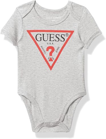 GUESS baby-boys Organic Cotton Jersey Screen Print Logo Short Sleeve Bodysuit in Saudi Arabia