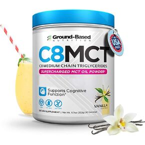Ground-Based Nutrition C8 MCT Oil Powder – Supercharged Medium Chain Triglycerides MCT Oil Powder – Vegan-Friendly, Non-GMO Powdered C8 MCT Oil, Ketogenic MCT Coffee Creamer, No Stevia (Hazelnut) in Saudi Arabia