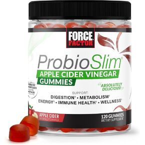 Force Factor ProbioSlim Apple Cider Vinegar Gummies with Organic LactoSpore Probiotics and Prebiotics to Support Digestion, Metabolism, and Immune Health, 60 Gummies