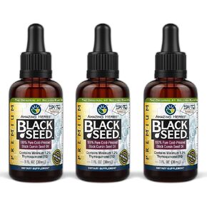 Amazing Herbs Black Seed Cold-Pressed Oil - 1oz (Pack of 3) in Saudi Arabia