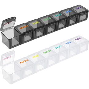 Weekly Organizer 2Pack Large Travel 7 Day Medicine Organizer for Daily Pills Fish Oil or Supplements Clear Personal Easy to Clean Durable Box (Blue+Green) in Saudi Arabia