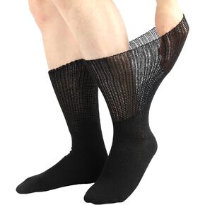 NIIRKIIR Diabetic Socks for Men Women Loose Fit Non-Binding Seamless Cuff Extra Wide Cotton Crew Socks 4 Pairs Black White in Saudi Arabia