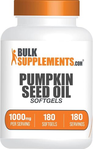 BULKSUPPLEMENTS.COM كبسولات زيت بذور اليقطين - مكمل زيت بذور اليقطين، زيت بذور اليقطين 1000 مجم، كبسولات زيت بذور اليقطين - خالية من الغلوتين، 1 كبسولة هلامية لكل وجبة، 180 كبسولة هلامية in Kuwait