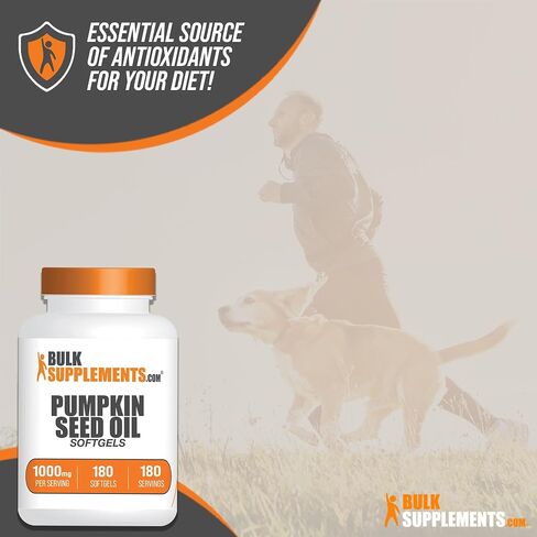 BULKSUPPLEMENTS.COM كبسولات زيت بذور اليقطين - مكمل زيت بذور اليقطين، زيت بذور اليقطين 1000 مجم، كبسولات زيت بذور اليقطين - خالية من الغلوتين، 1 كبسولة هلامية لكل وجبة، 180 كبسولة هلامية in Kuwait