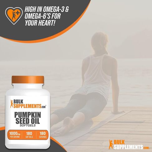 BULKSUPPLEMENTS.COM كبسولات زيت بذور اليقطين - مكمل زيت بذور اليقطين، زيت بذور اليقطين 1000 مجم، كبسولات زيت بذور اليقطين - خالية من الغلوتين، 1 كبسولة هلامية لكل وجبة، 180 كبسولة هلامية in Kuwait